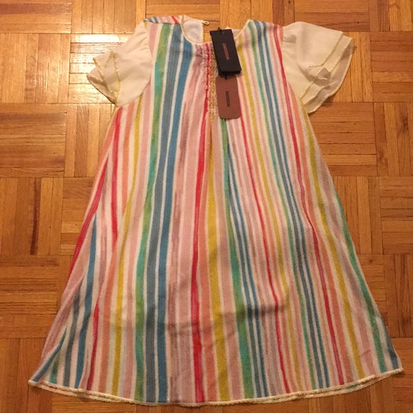 Colorful vertical line mid length dress - Picture 1 of 1